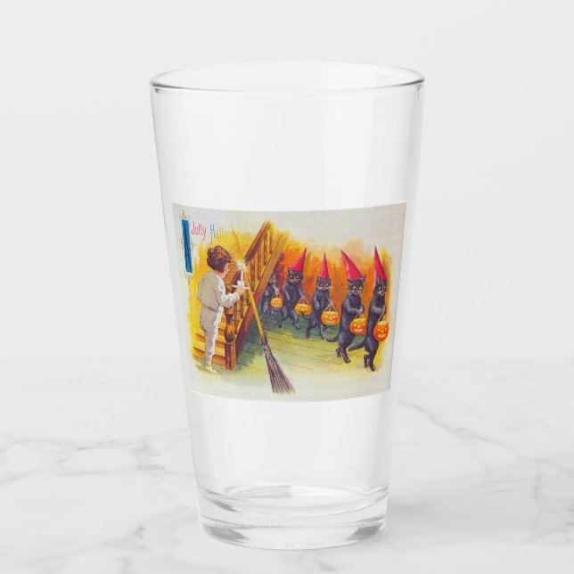 Copo De Pint Um Dia das Bruxas (Gatos Negros) (Frente)