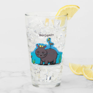 Copo De Pint Um hipopótamo engraçado bonito com desenhos animad