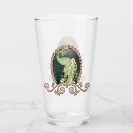 Copo De Pint Um pavão majestoso em ouro e verde