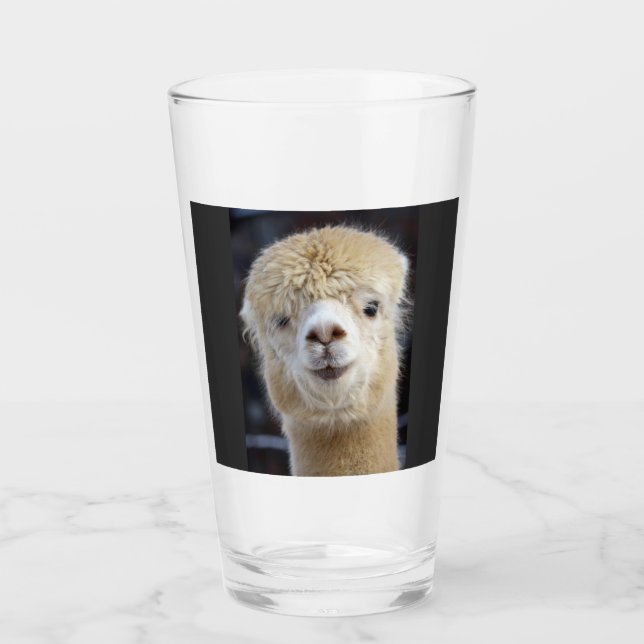 Copo De Pint Um rosto fofo e fofinho de uma alpaca          (Frente)