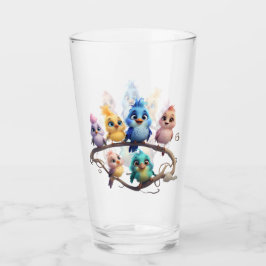 Copo De Pint Uma bela parada de pássaros de desenho animado em