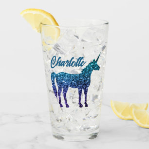 Copo De Pint Unicorn Sparkles aqua blue ombre Nome personalizad