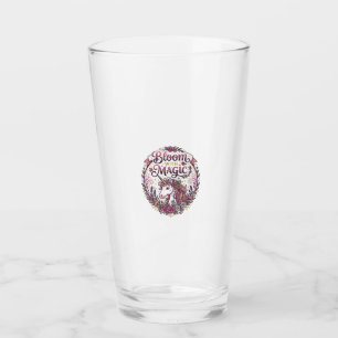 Copo De Pint Unicórnio Florido com Magia POD Pronto Fundo Branc