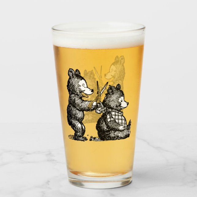 Copo De Pint Urso de Cabeleireiro Divertido (Frente (Preenchido))