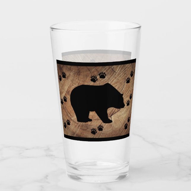 Copo De Pint Urso Preto E Pistas De Urso (Frente)