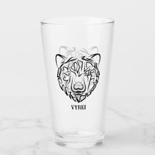 Copo De Pint Urso Tribal Negro e Branco