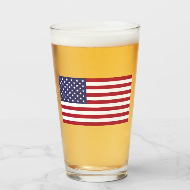 Copo De Pint USA Flag Glass Cup (Frente (Preenchido))