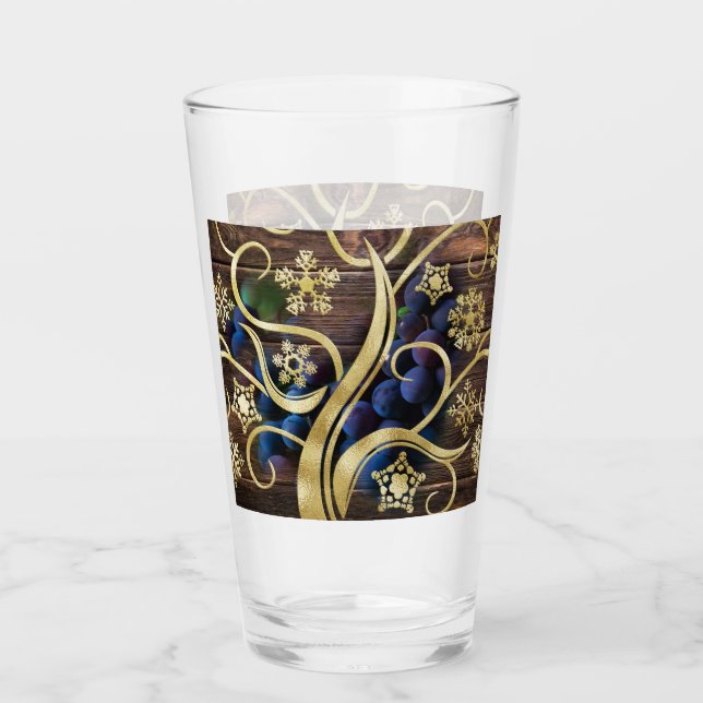 Copo De Pint Uvas Elegantes Com Padrão Dourado (Frente)