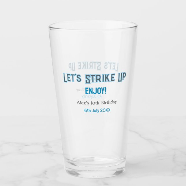 Copo De Pint Vamos sobe cinza azul feliz nome de 10 anos (Frente)