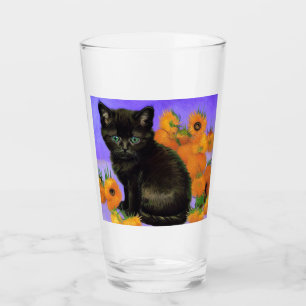 Copo De Pint Van Gogh Black Kitten com Girassóis