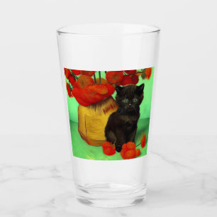 Copo De Pint Van Gogh Black Kitten Red Flowers