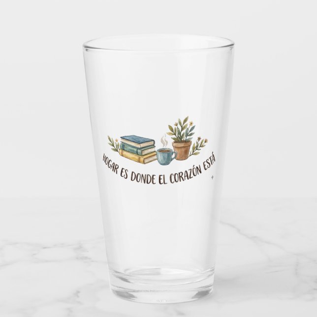 Copo De Pint Vaso de Vidrio Cozy Acuarela (Frente)