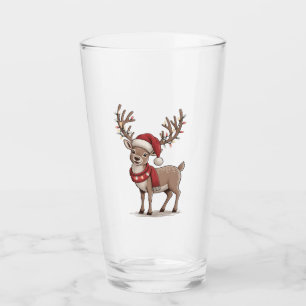 Copo De Pint Veado Animal Natal Veado Chapéu do Papai Noel Nata