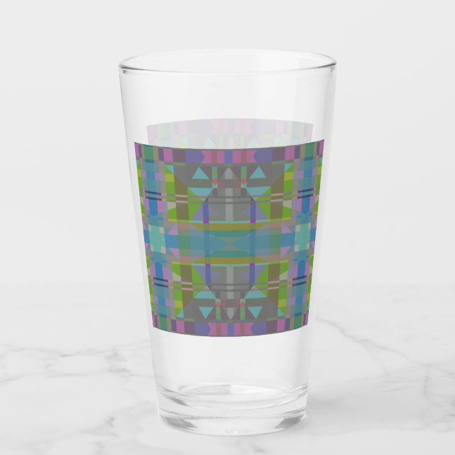 Copo De Pint Verde Azul Roxo Geométrico (Frente)