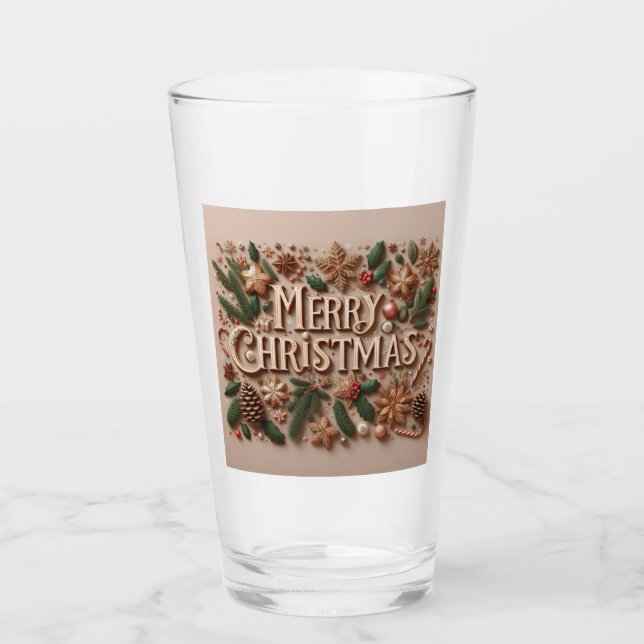 Copo De Pint Verde clássico de Natal Feliz (Frente)