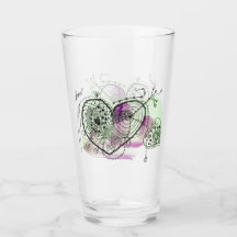 Verde e Roxo com Corações Brancos