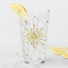 Copo De Pint Vermelho e Dourado Starburst do Médio Atômico Retr