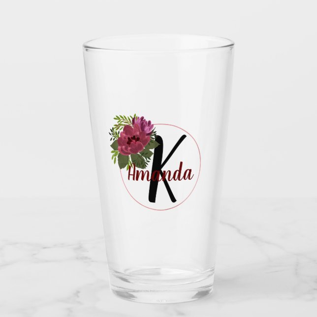 Copo De Pint Verruga Floral Monogramada (Frente)