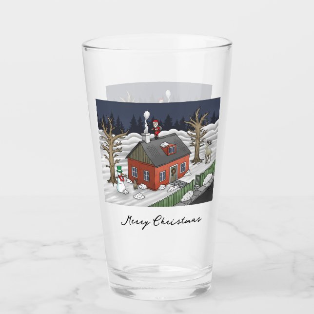 Copo De Pint Véspera de Natal do Papai Noel (Frente)