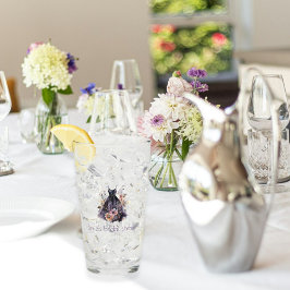 Copo De Pint Vestido preto com flor de casamento rosa