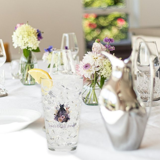 Copo De Pint Vestido preto com flor de noiva roxa (Criador carregado)