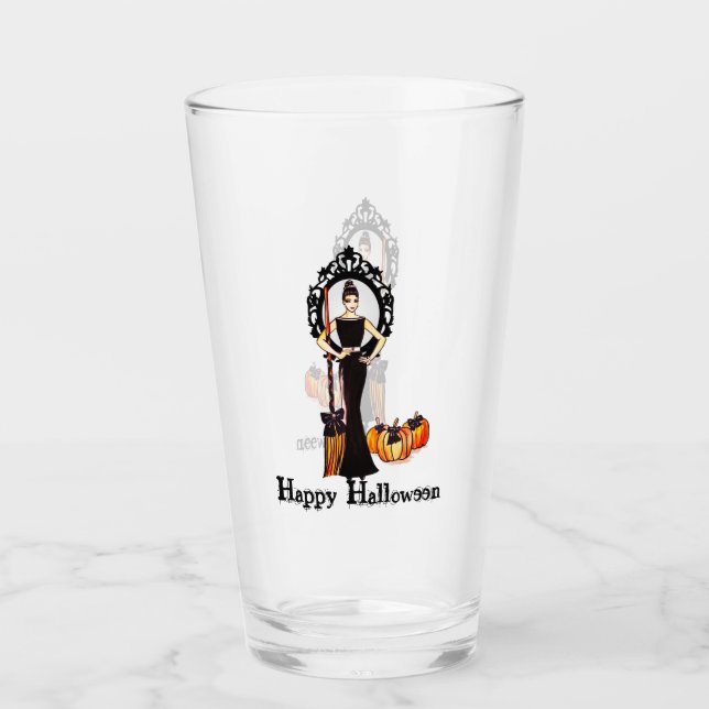 Copo De Pint Vestido Preto Longo Elegante Clássico de Halloween (Frente)