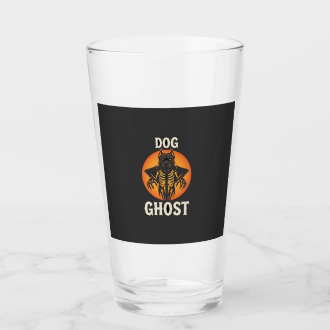 Copo De Pint Vetor de Terror de Halloween Fantasma de Cachorro (Frente)
