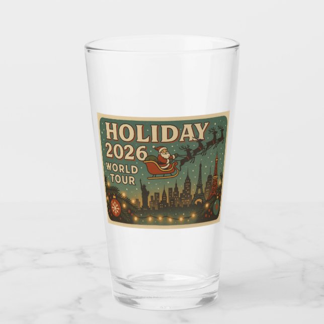 Copo De Pint Viagem de Natal Retro — Férias 2026 (Frente)