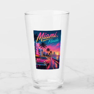 Copo De Pint Viagem Miami Flórida Neon Retro Pôr do Sol