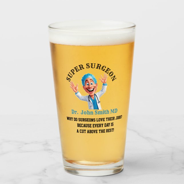 Copo De Pint Vibrant Cartoon Surgeon Art for Medical Enthusiast (Frente (Preenchido))