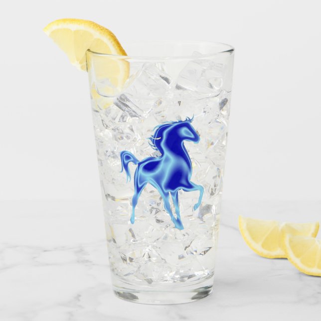 Copo De Pint Vidro azul de cavalo (Gelo frontal)