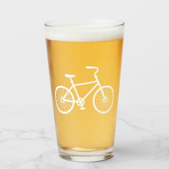 Copo De Pint Vidro Bicicleta Branco (Frente (Preenchido))