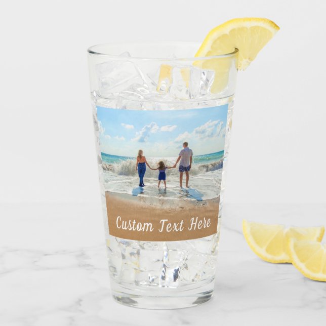 Copo De Pint Vidro com Texto de Foto Personalizado Seu Próprio  (Gelo traseiro)