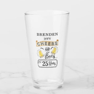 Copo De Pint Vidro de aniversário de 25 anos