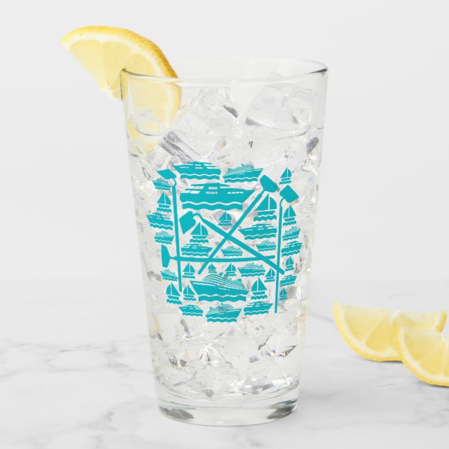 Copo De Pint Vidro de Barcos e Gatos (Gelo frontal)