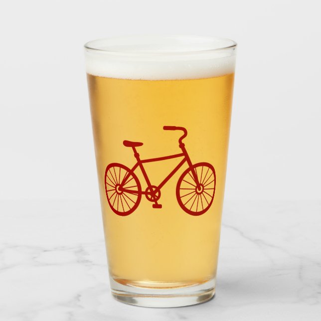 Copo De Pint Vidro de Bicicleta Vermelho (Frente (Preenchido))