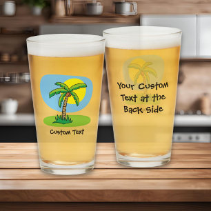 Copo De Pint Vidro de Cartografia em Palm Tree