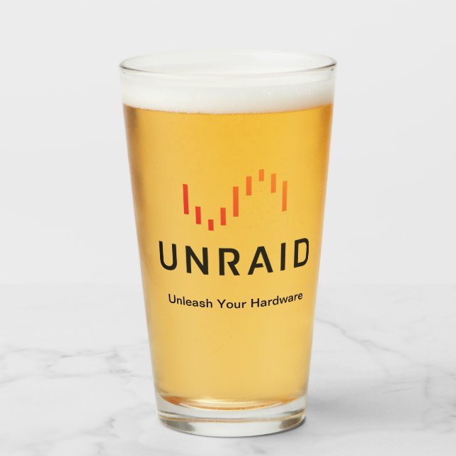 Copo De Pint Vidro de cerveja de Unraid (Frente (Preenchido))