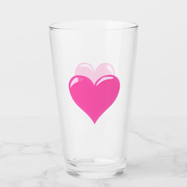 Copo De Pint Vidro de Coração Rosa (Frente)
