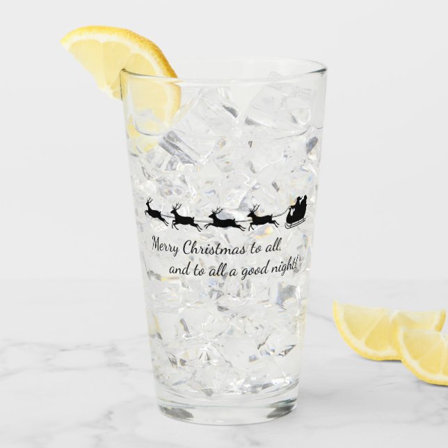 Copo De Pint Vidro de Design Santa Claus e Reindeer (Gelo frontal)