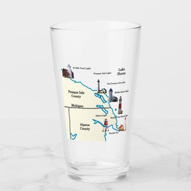 Copo De Pint Vidro de Faróis do Baixo Michigan Nordeste (Frente)