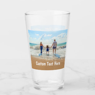 Copo De Pint Vidro de Foto e Texto Personalizado Presente