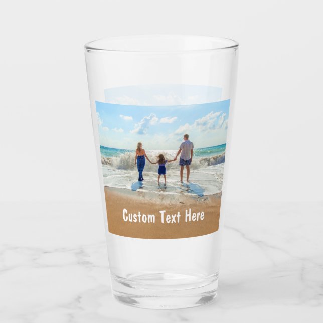 Copo De Pint Vidro de Foto e Texto Personalizado Presente (Frente)