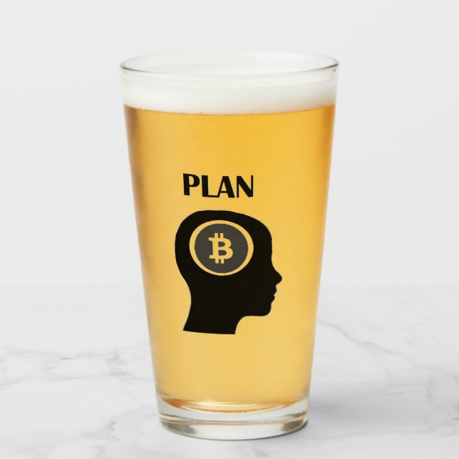 Copo De Pint Vidro de Impressão Bitcoin (Traseira (Preenchido))