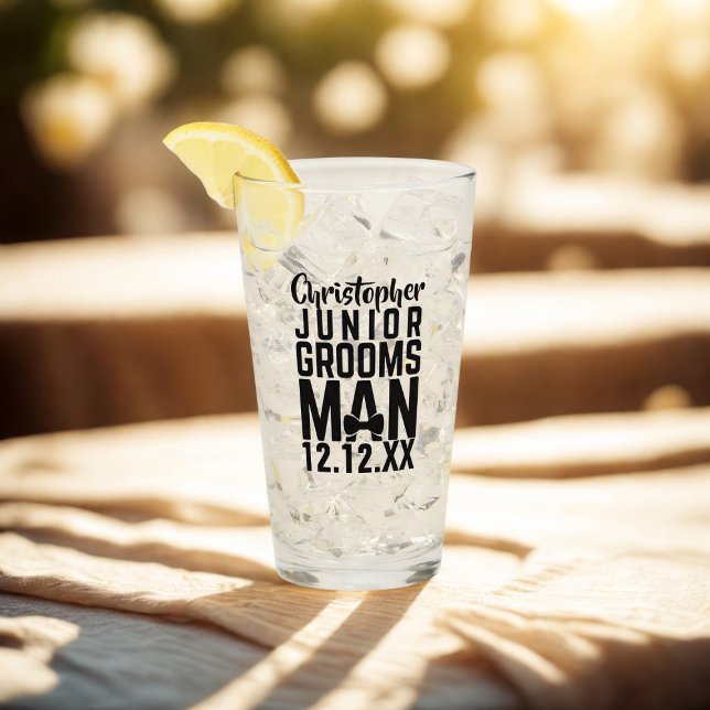 Copo De Pint Vidro de Keepsasasaame do Nome do Padrinho de casa (Junior Groomsman Personalized Wedding Glass with space for a name and wedding date)