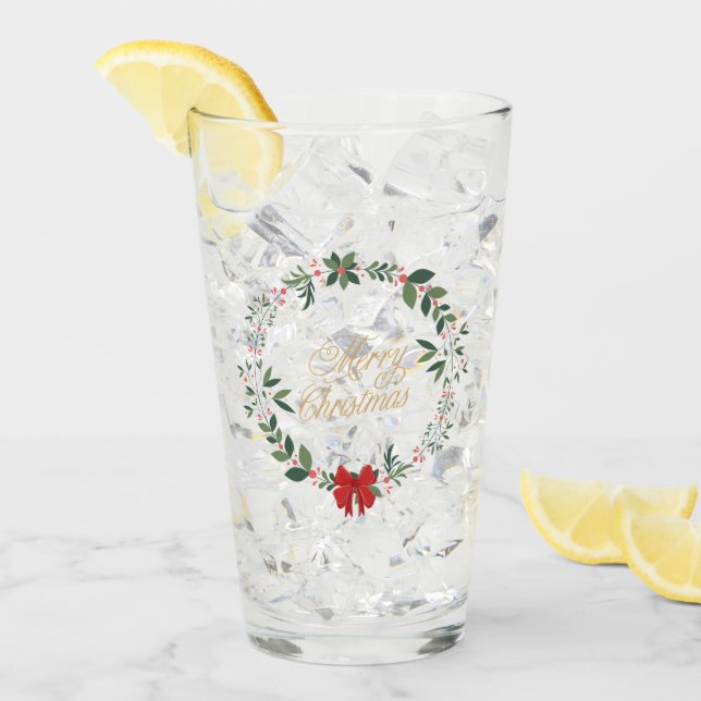 Copo De Pint Vidro de Natal feliz (Gelo frontal)