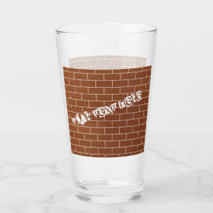 Copo De Pint Vidro de parede de tijolos com texto personalizado