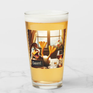 Copo De Pint Vidro de Pato Engraçado Bebado