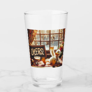 Copo De Pint Vidro de Pato Engraçado Bebado