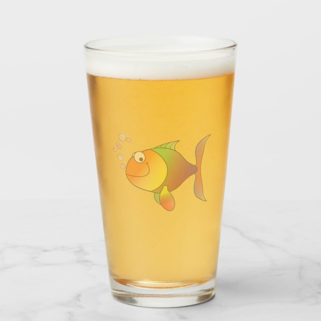 Copo De Pint Vidro de peixe feliz (Frente (Preenchido))